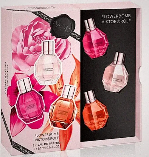 3 Pc Viktor & Rolf Mini Perfume Set Flowerbomb, Ruby Orchid, Tiger Lily, NIB