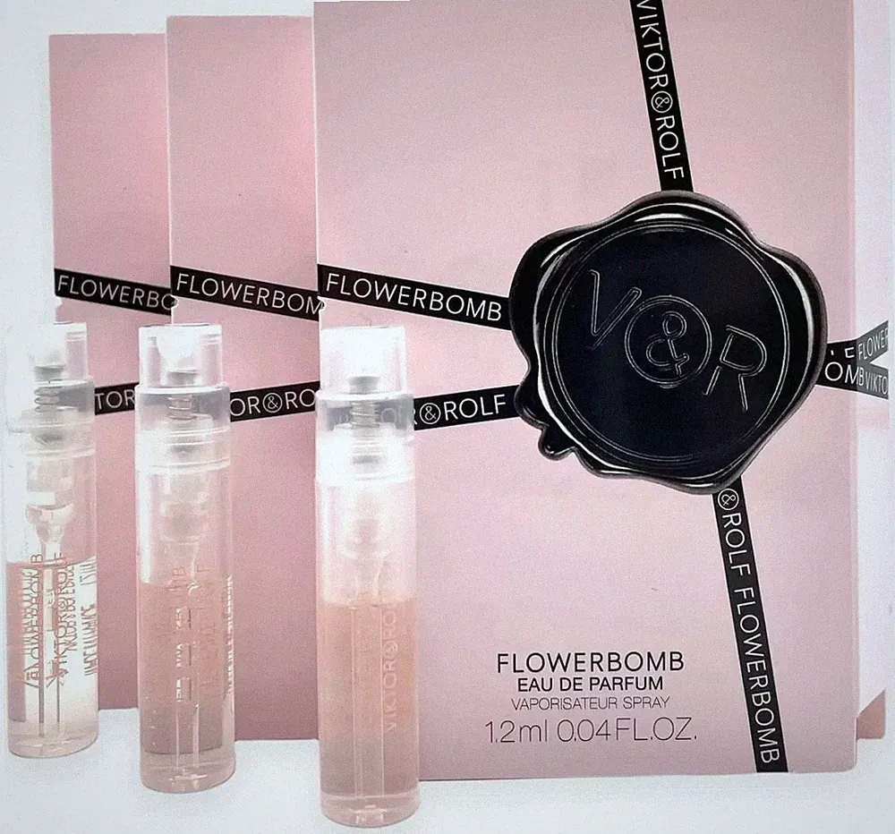3 X Flowerbomb Viktor and Rolf Perfume EDP Sample Spray 1.2 ml / 0.04 oz Travel