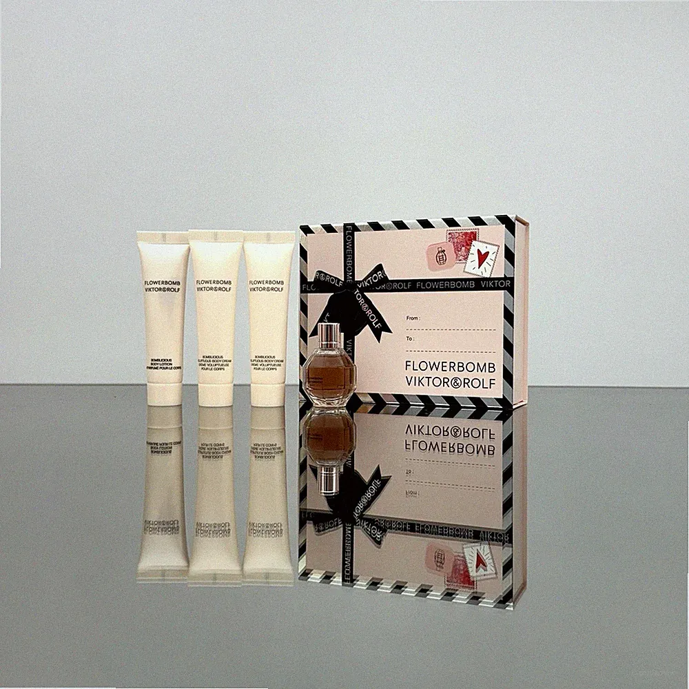 FLOWERBOMB Viktor & Rolf 4pc MINI Set 7ml EDP + 2x15ml B/Cream + 15ml B/Lotion